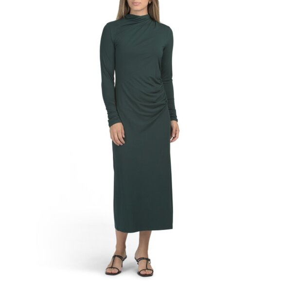 VINCE Juniper Long Sleeve Turtleneck Ruched Maxi Dress - Picture 1 of 2